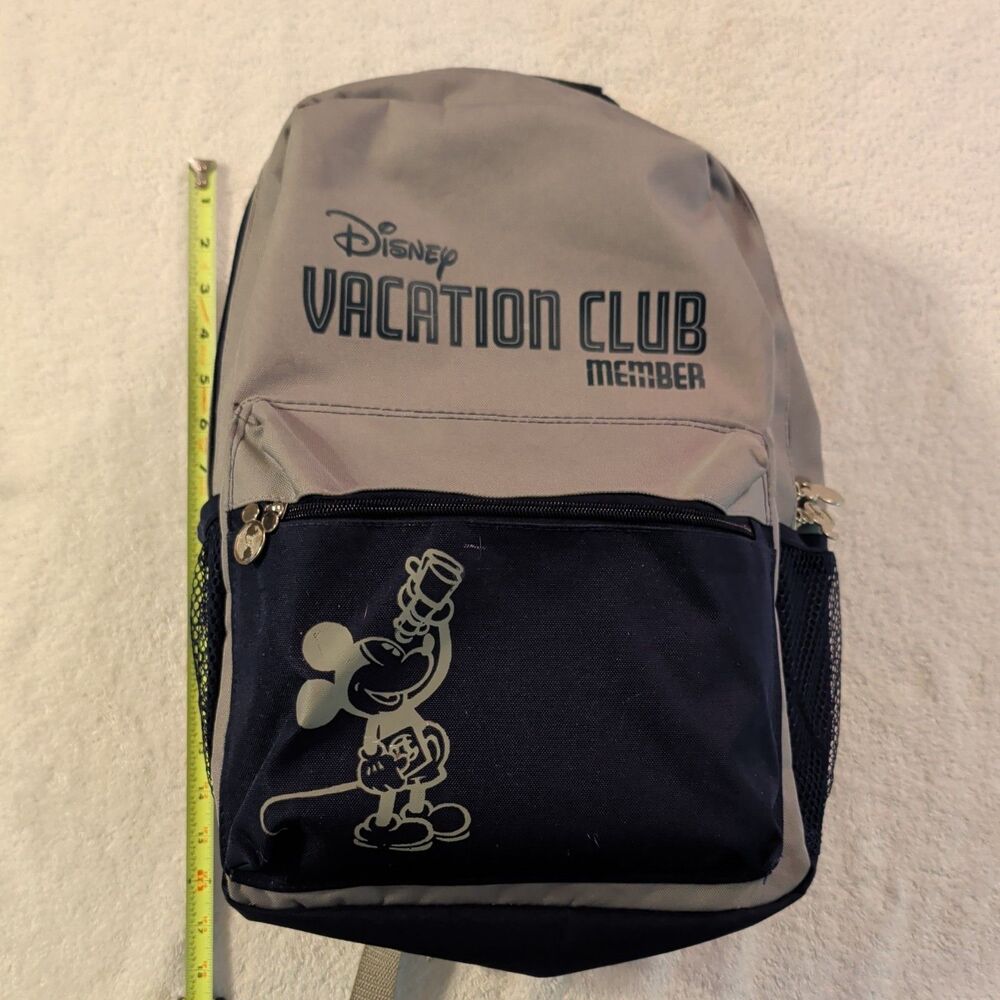 Disney Vacation Club Member Backpack Gray Blue Mickey Mouse Zipper Pockets